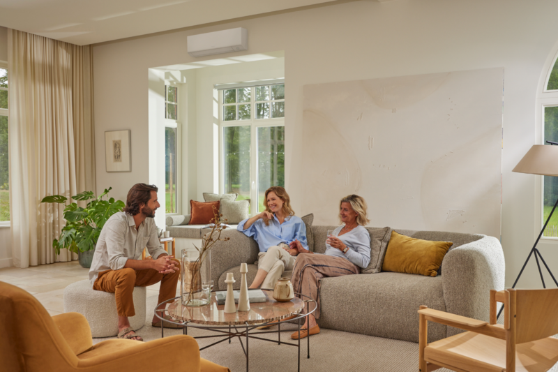 Luftvärmepump skapar en varm och skön atmosfär hemma.
